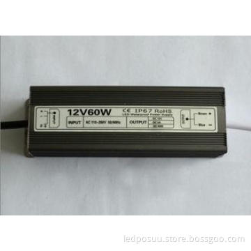 Waterproof 60W Constant Voltage LED Driver  DC 12V / 24V AC